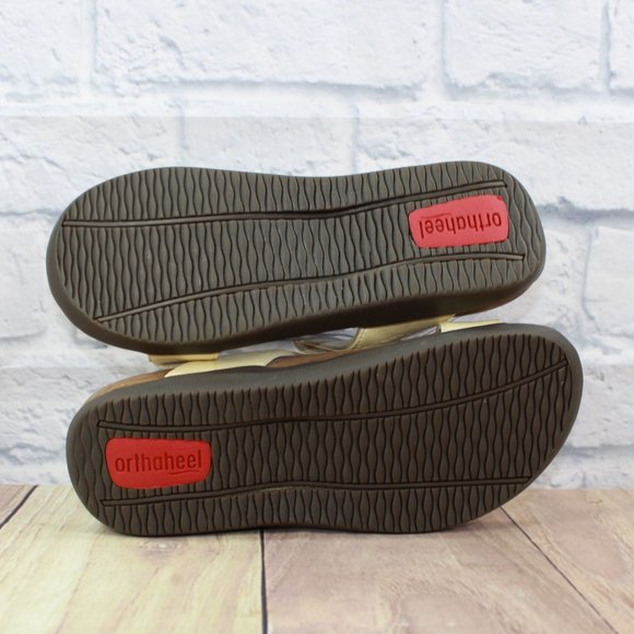 Orthaheel Vionic Layla II Pale Yellow Leather Strappy Slide Sandal Size 8 / 39 - Picture 9 of 9